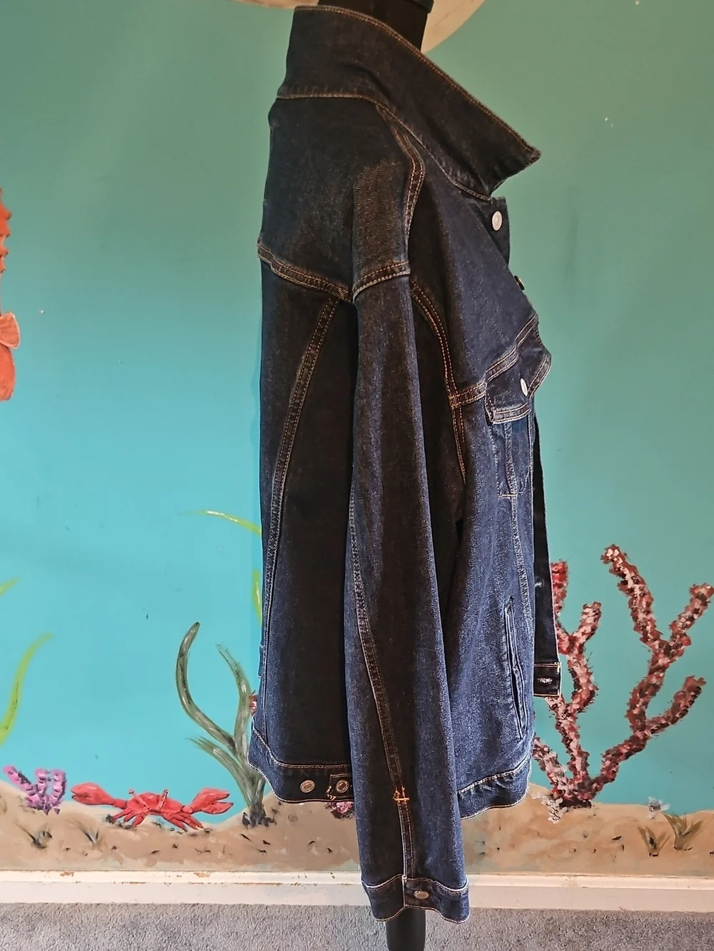 Classic Dark Blue Denim Jacket - Men